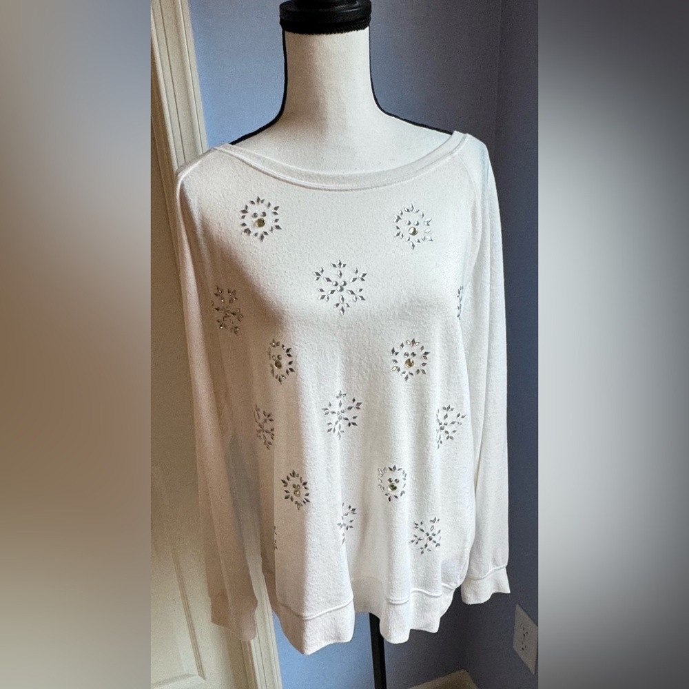 Disney Parks Soft Sparkly Winter Sweater with Hidden Mickeys Sz L